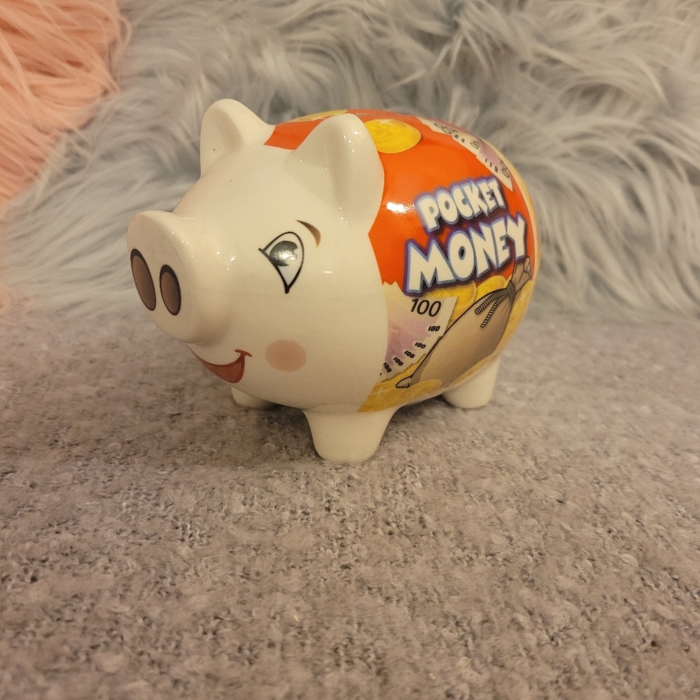 Vintage "Pocket Money" Ceramic Piggy Bank by Miko
